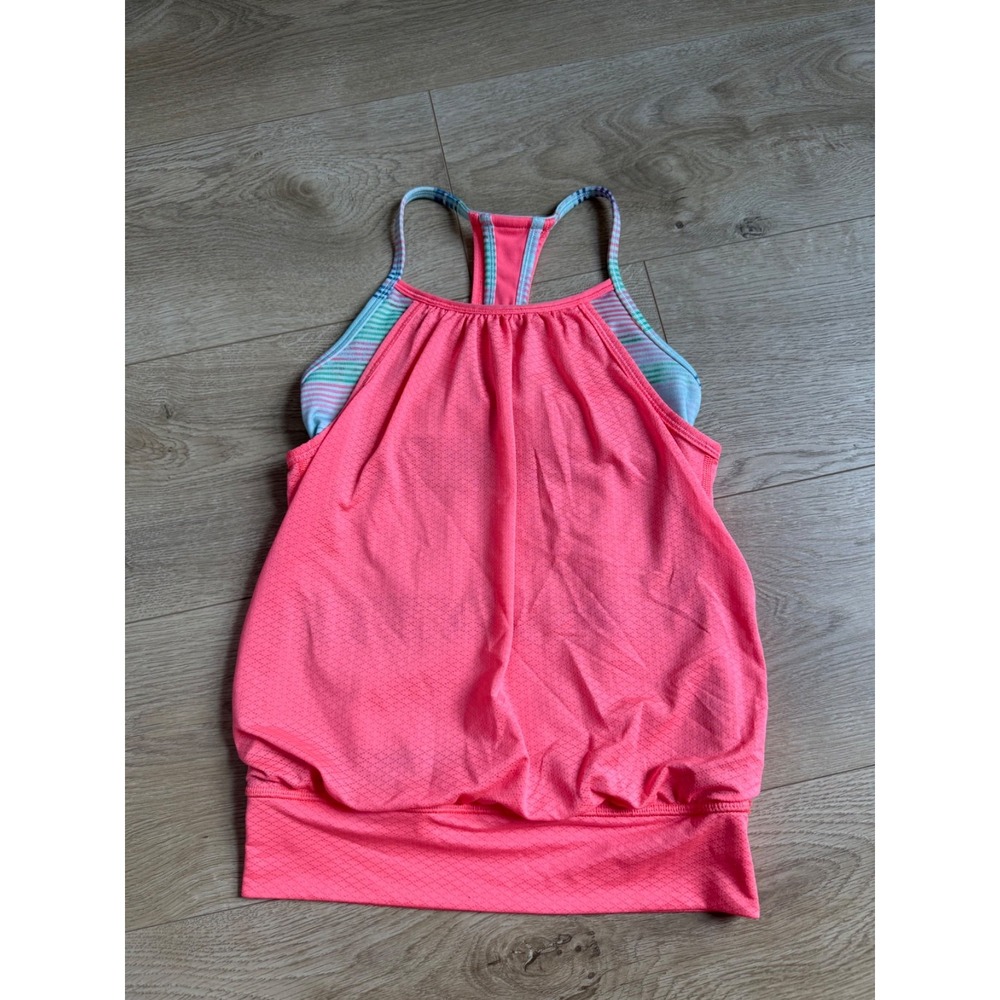 Ivivva by Lululemon Girls Size 7 Tank Top shelf bra 2 Layer Sleeveless Athletic